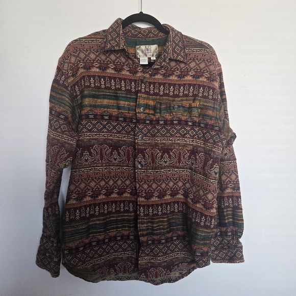 VTG The Territory Ahead Multicolor Woven Patterned Button-Up Shirt - Picture 1 of 8